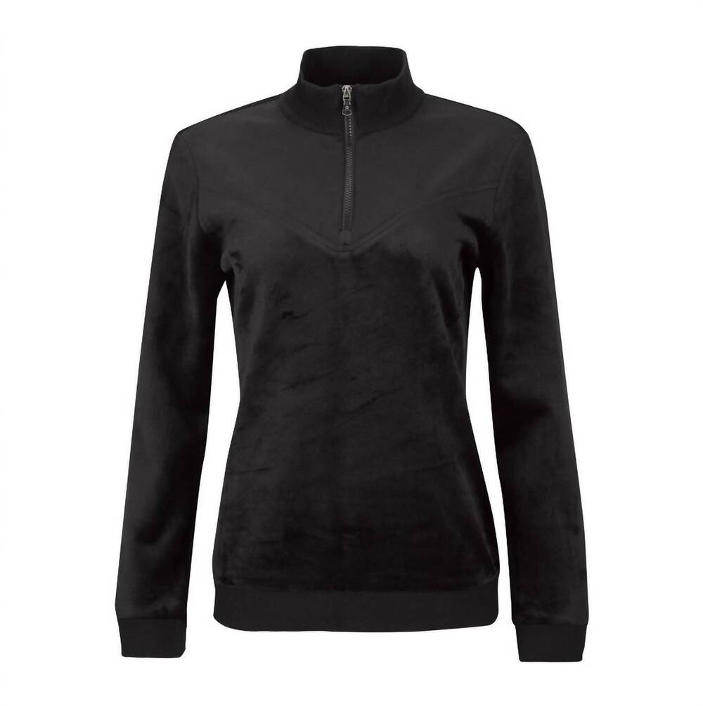 NEW LOHLA SPORT women's the velour long sleeve pullover top in black